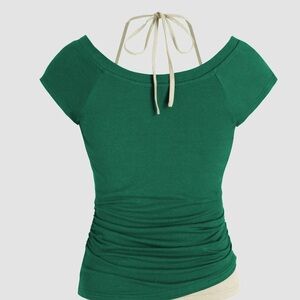 Cider Green Tie-Back Short Sleeve Top